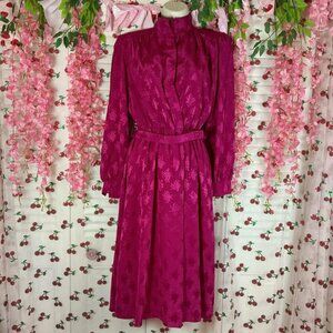 Fuchsia Pink Vintage Long Sleeve dress